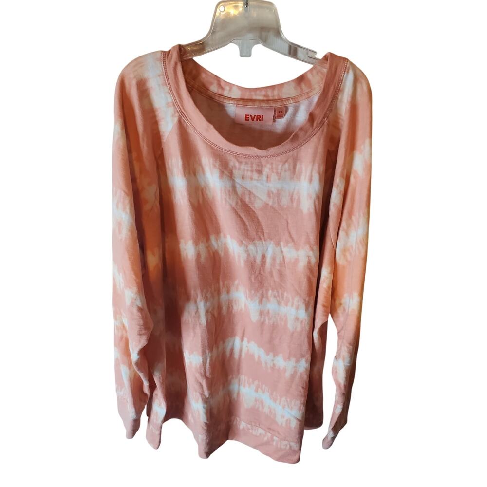 Evri Long Sleeve Peach/Orange Top,, 2X
